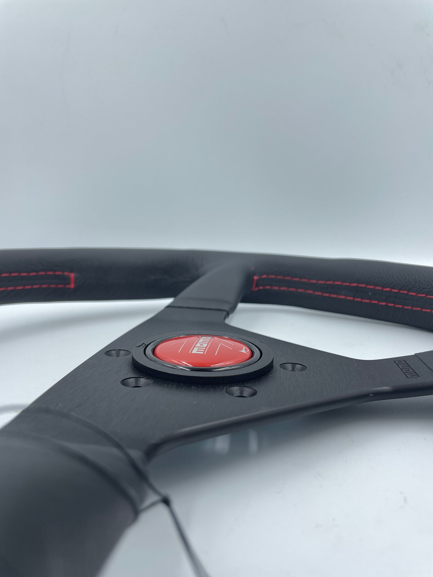 MOMO MONTECALO STEERING WHEEL: 350mm RED STITCH