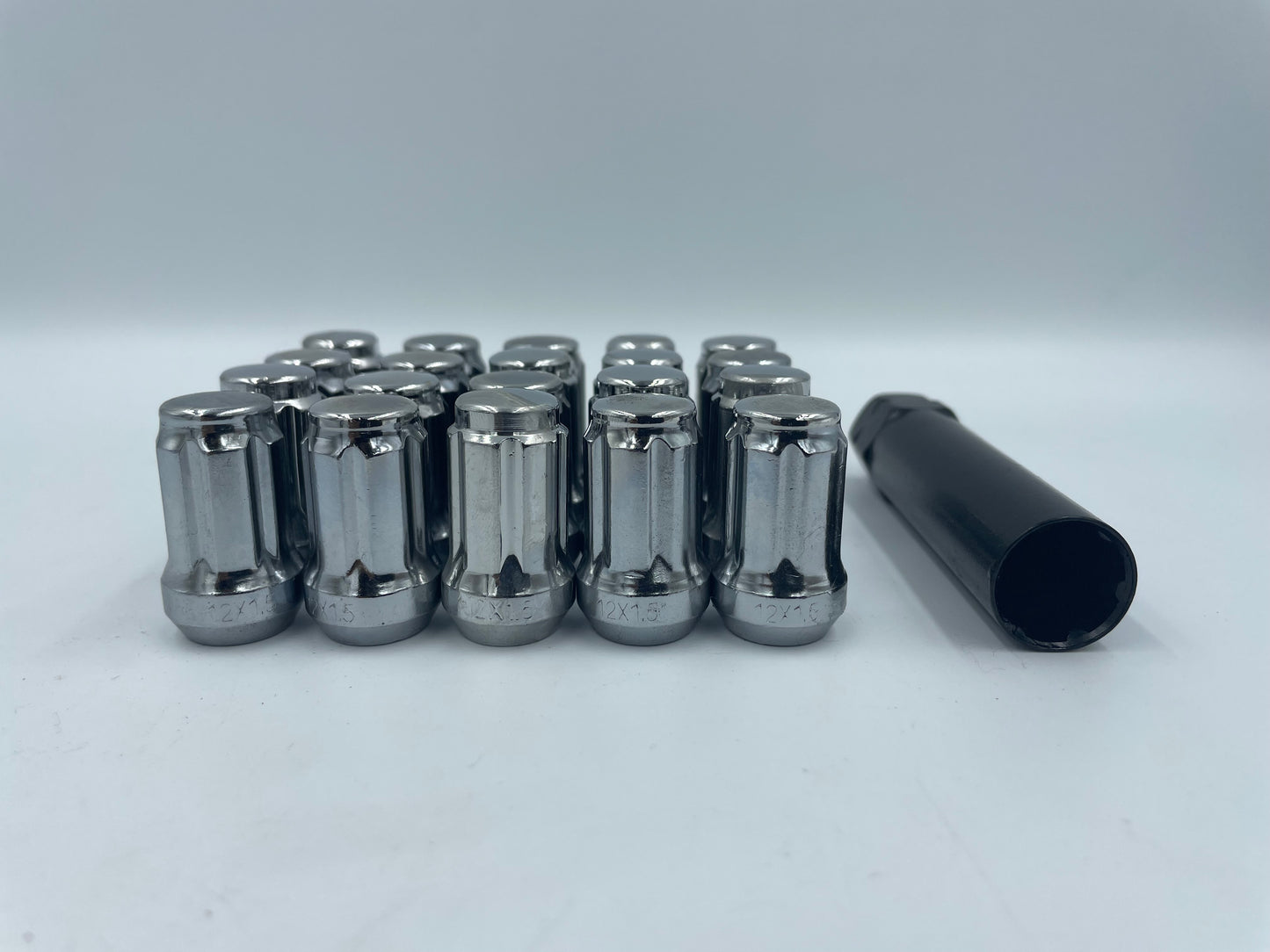 12 x 1.5 Conical Steel Spline Drive/Bulge Nuts Plus Socket Key