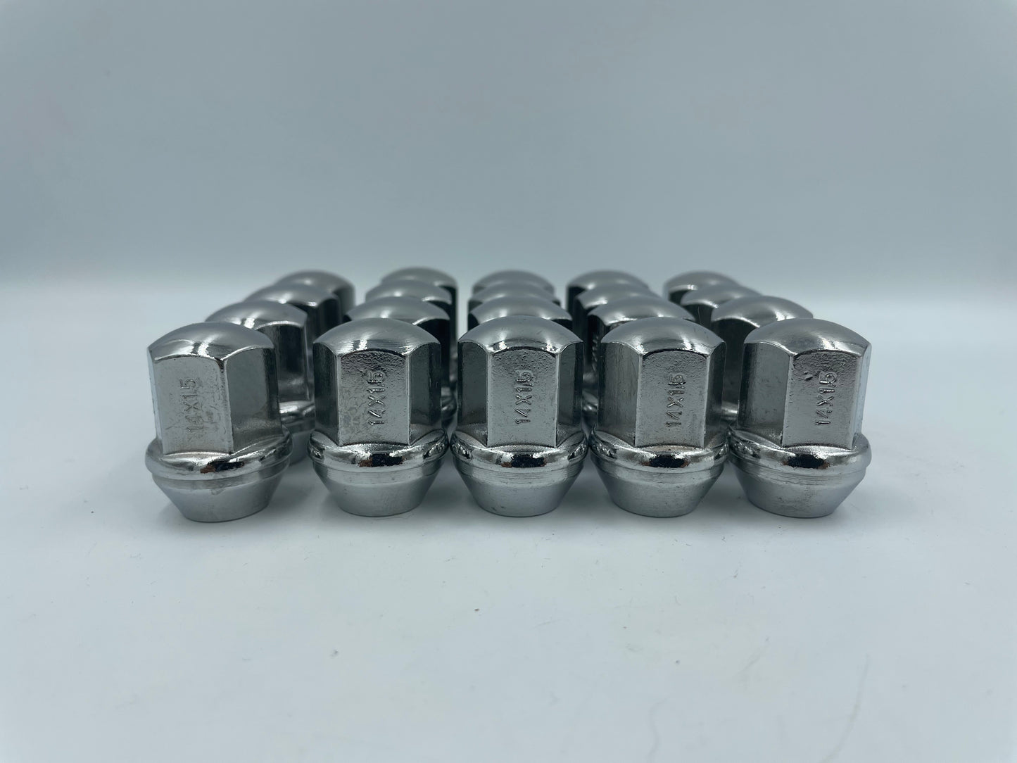 14x 1.50 Duplex Bulge Acorn Chrome lug nuts