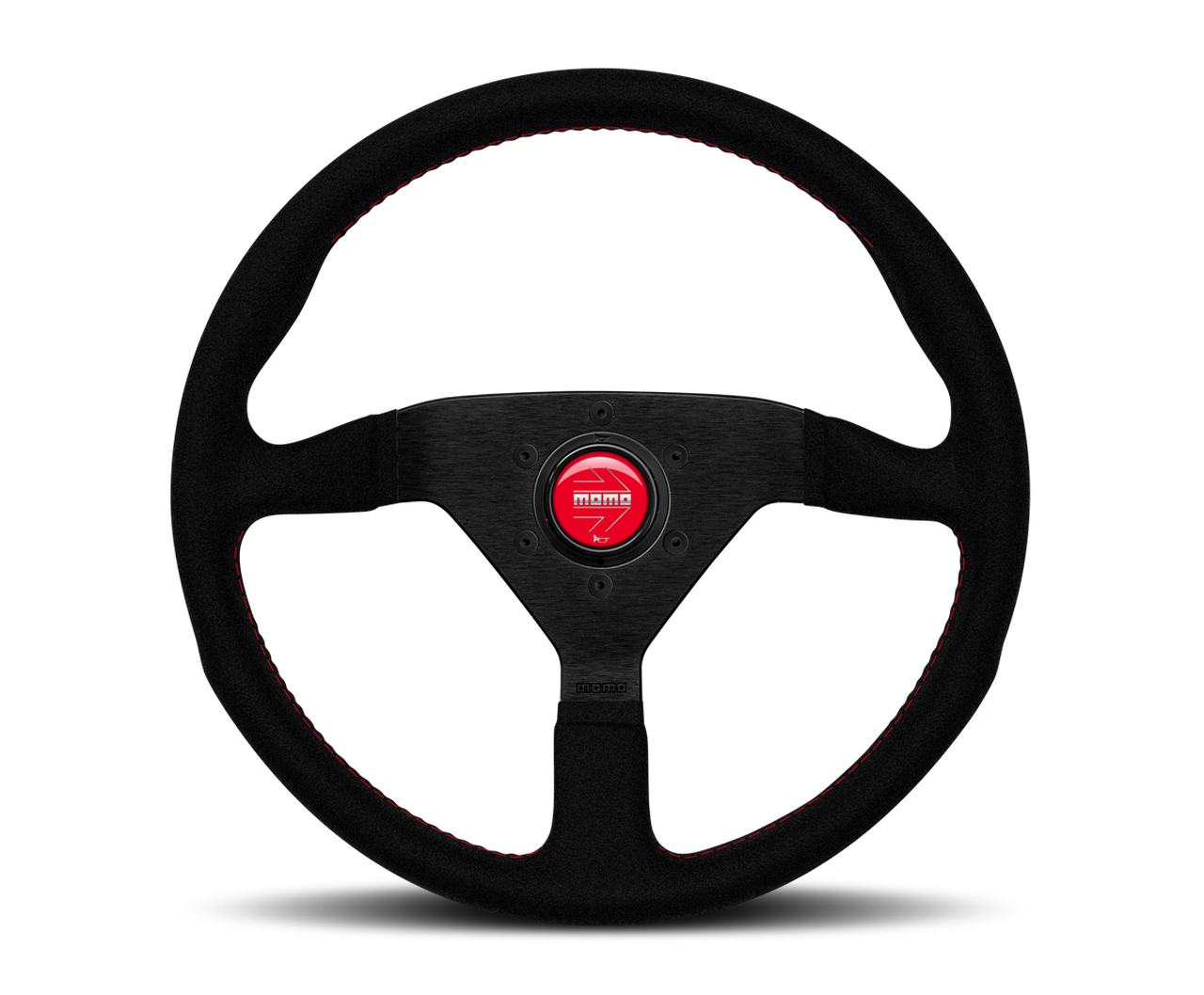 MOMO MONTE CARLO STEERING WHEEL: ALCANTARA RED STITCH 320mm